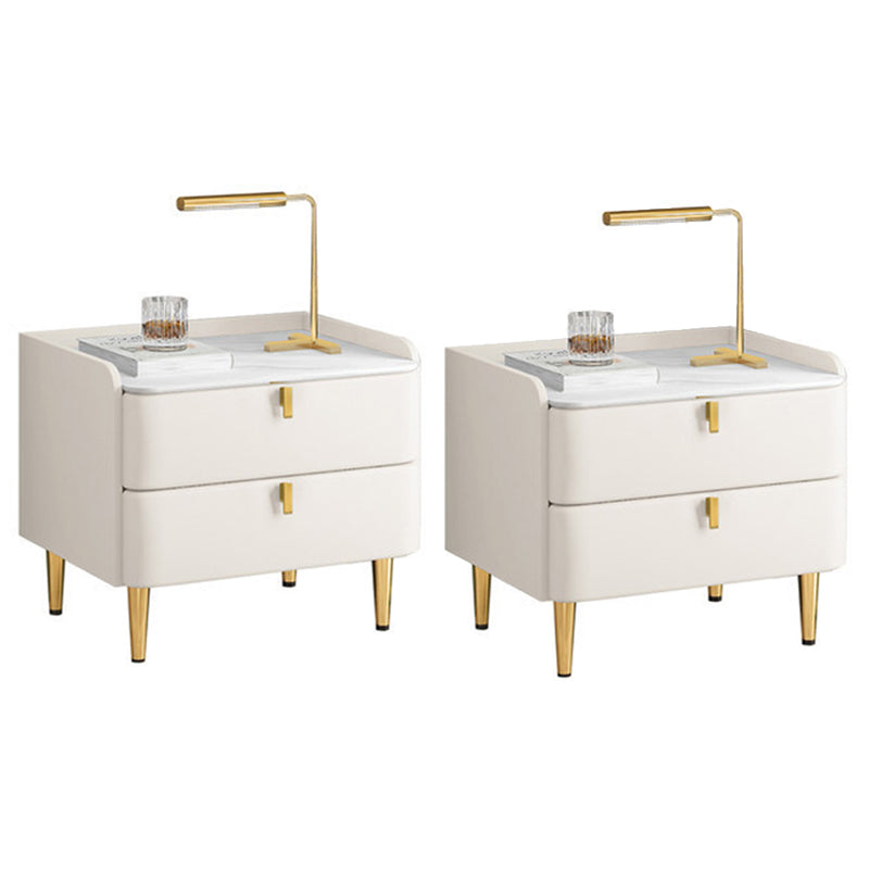 19.69" Tall 2-drawer Bedside Cabinet Legs Included Solid Wood Night Table Off-White 2 Piece Set Clearhalo 'Bedroom Furniture' 'furn' 'furn_night_stand' 'Furniture' 'night_stand' 'Nightstands' 5867032