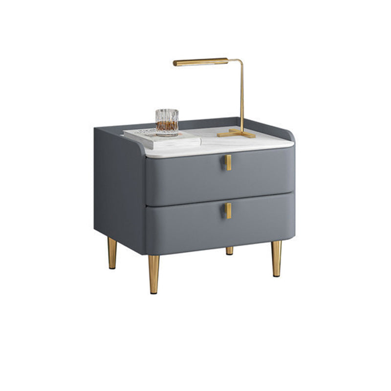 19.69" Tall 2-drawer Bedside Cabinet Legs Included Solid Wood Night Table Gray Blue 1 Piece Clearhalo 'Bedroom Furniture' 'furn' 'furn_night_stand' 'Furniture' 'night_stand' 'Nightstands' 5867045