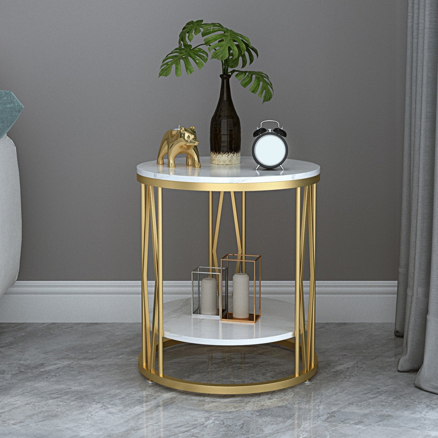 Pantalla de noche industrial de la mesa del estante inferior soporte de noche para dormitorio