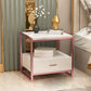 1-Drawer 1-Shelf Accent Table Nightstand 19.68" Tall Faux Marble Bedside Cabinet