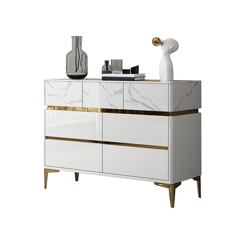 Cómoda de dormitorio Glam Stone, cómoda de almacenamiento de 16" de ancho en blanco con cajones