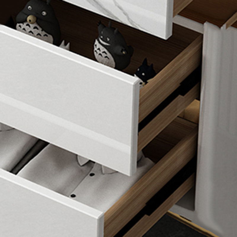 Cómoda de dormitorio Glam Stone, cómoda de almacenamiento de 16" de ancho en blanco con cajones