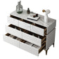 Cómoda de dormitorio Glam Stone, cómoda de almacenamiento de 16" de ancho en blanco con cajones