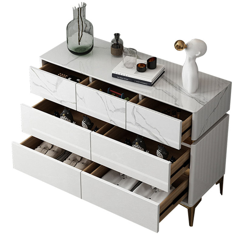 Cómoda de dormitorio Glam Stone, cómoda de almacenamiento de 16" de ancho en blanco con cajones