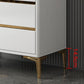 Cómoda de dormitorio Glam Stone, cómoda de almacenamiento de 16" de ancho en blanco con cajones