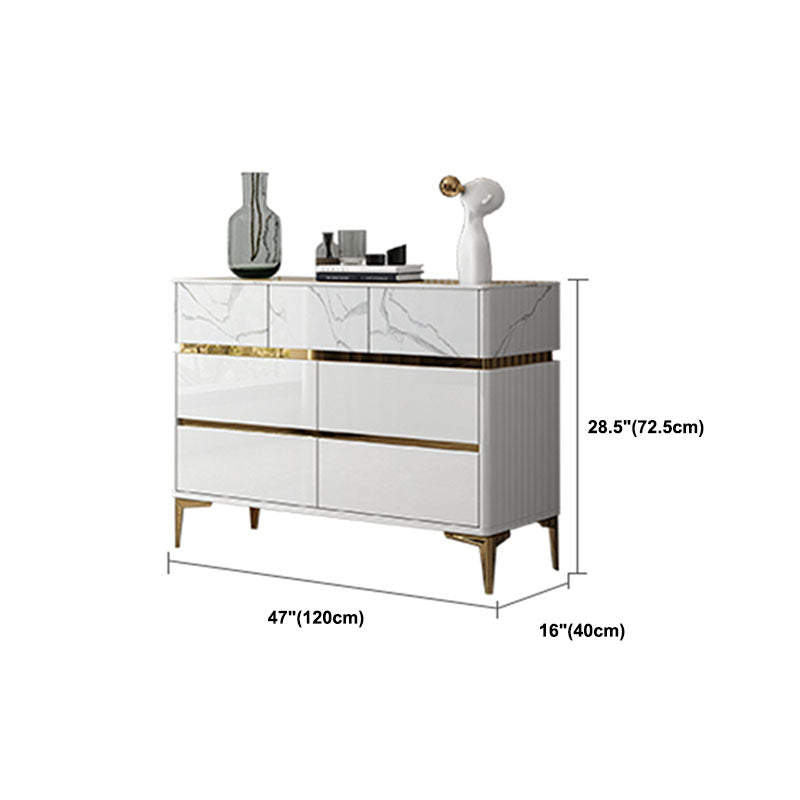 Cómoda de dormitorio Glam Stone, cómoda de almacenamiento de 16" de ancho en blanco con cajones