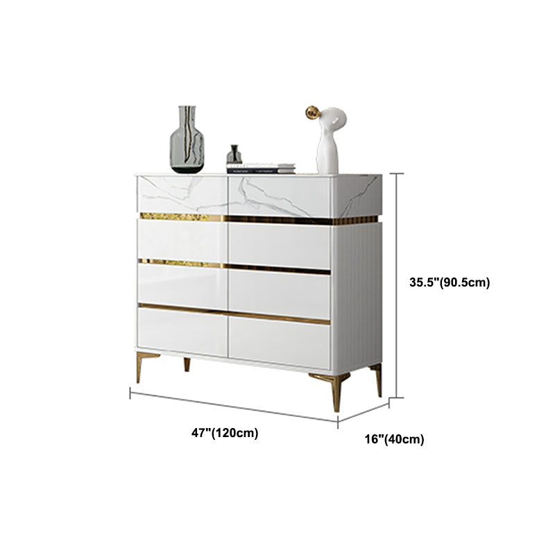 Cómoda de dormitorio Glam Stone, cómoda de almacenamiento de 16" de ancho en blanco con cajones