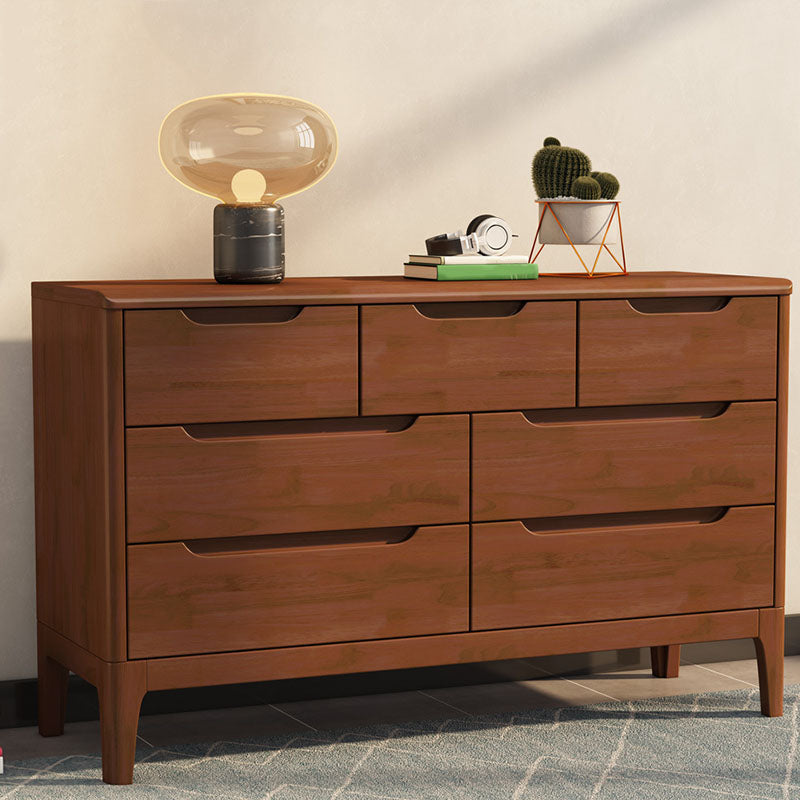 Contemporary Storage Chest Dresser Solid Wood Dresser with 5/6/7 Drawers Nut-Brown 7 Clearhalo 'Bedroom Furniture' 'Dressers & Chests' 'dressers_chests' 'furn' 'furn_dressers_chests' 'Furniture' 5867225