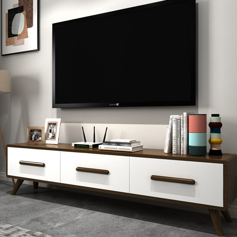 Modern Wood TV Media Stand 12" W Enclosed Storage TV Stand with Drawers 70.9"L x 11.8"W x 16.5"H Clearhalo 'furn' 'furn_tv_stands_entertainment_centers' 'Furniture' 'Living Room Furniture' 'TV Stands & Entertainment Centers' 'TV Stands & Media Storage Furniture' 'tv_stands_entertainment_centers' 5867318