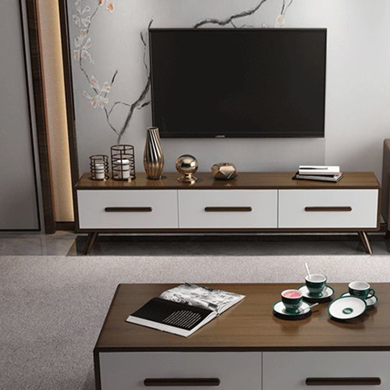 Modern Wood TV Media Stand 12" W Enclosed Storage TV Stand with Drawers Clearhalo 'furn' 'furn_tv_stands_entertainment_centers' 'Furniture' 'Living Room Furniture' 'TV Stands & Entertainment Centers' 'TV Stands & Media Storage Furniture' 'tv_stands_entertainment_centers' 5867321