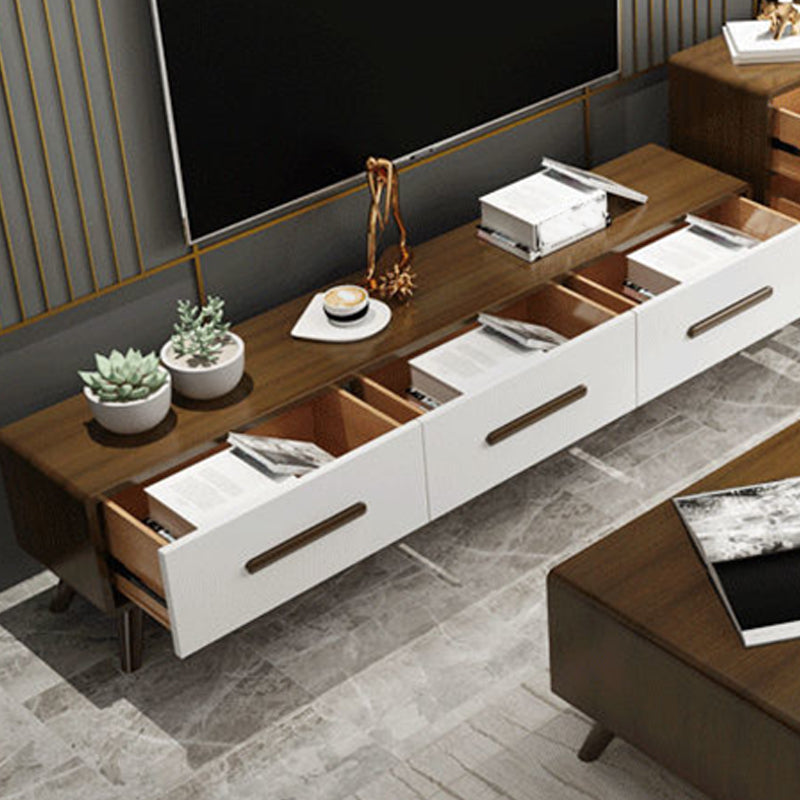Modern Wood TV Media Stand 12" W Enclosed Storage TV Stand with Drawers Clearhalo 'furn' 'furn_tv_stands_entertainment_centers' 'Furniture' 'Living Room Furniture' 'TV Stands & Entertainment Centers' 'TV Stands & Media Storage Furniture' 'tv_stands_entertainment_centers' 5867327