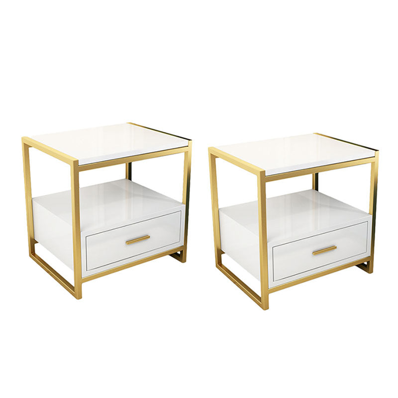 Faux Wood Accent Tisch Nachttisch 19.68 "hoher Glam -Bettschrank