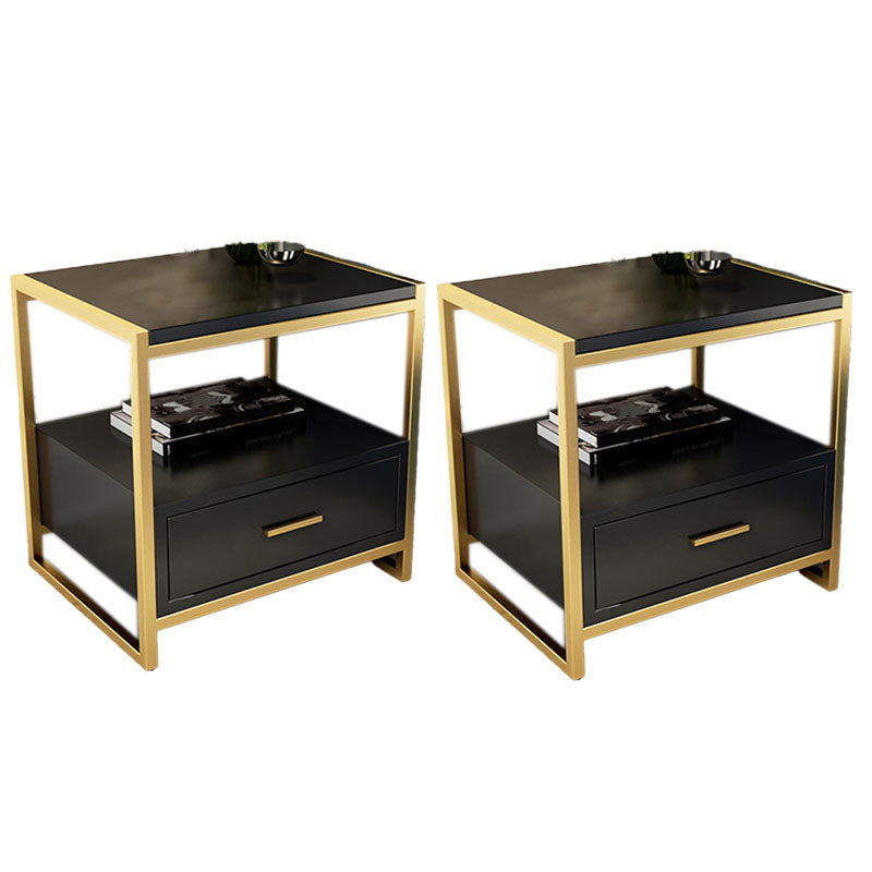 Faux Wood Accent Tisch Nachttisch 19.68 "hoher Glam -Bettschrank