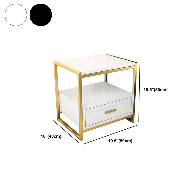 Faux Wood Accent Tisch Nachttisch 19.68 "hoher Glam -Bettschrank