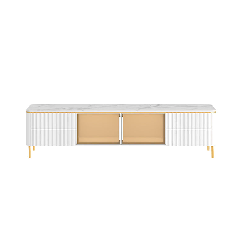 Modern TV Stand White TV Console with Drawers for Living Room 63"L x 16"W x 18"H White Clearhalo 'furn' 'furn_tv_stands_entertainment_centers' 'Furniture' 'Living Room Furniture' 'TV Stands & Entertainment Centers' 'TV Stands & Media Storage Furniture' 'tv_stands_entertainment_centers' 5867445