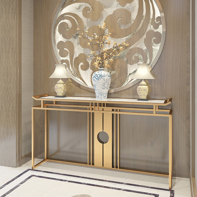 Table de acento glamoroso de 11 "de ancho Stone Gold Rectangle Console Acent Table