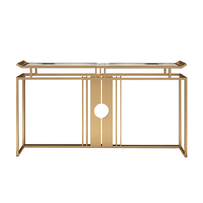 Table de acento glamoroso de 11 "de ancho Stone Gold Rectangle Console Acent Table