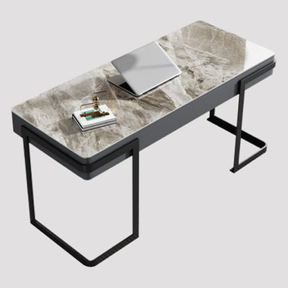 Modern Desk Home Study Desk Sintered Stone Writing Desk with 2 Drawers 63"L x 23.6"W x 29.5"H Clearhalo 'furn' 'furn_office_desk' 'Furniture' 'Office Desks' 'Office Furniture' 'office_desk' 5869262