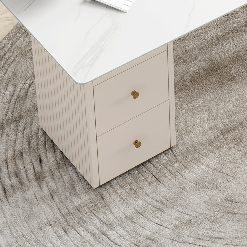 Península Mesa de escritura moderna Tabla de estudio fija de piedra sinterizada