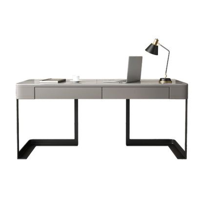 Modern Style Office Desk Sintered Stone 2-drawer Desk for Home 63"L x 23.6"W x 29.5"H Clearhalo 'furn' 'furn_office_desk' 'Furniture' 'Office Desks' 'Office Furniture' 'office_desk' 5869312