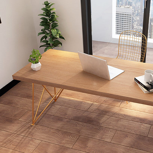 Glam Style Wooden Office Desk Rectangular Desk with Gold Frame Clearhalo 'furn' 'furn_office_desk' 'Furniture' 'Office Desks' 'Office Furniture' 'office_desk' 5869366