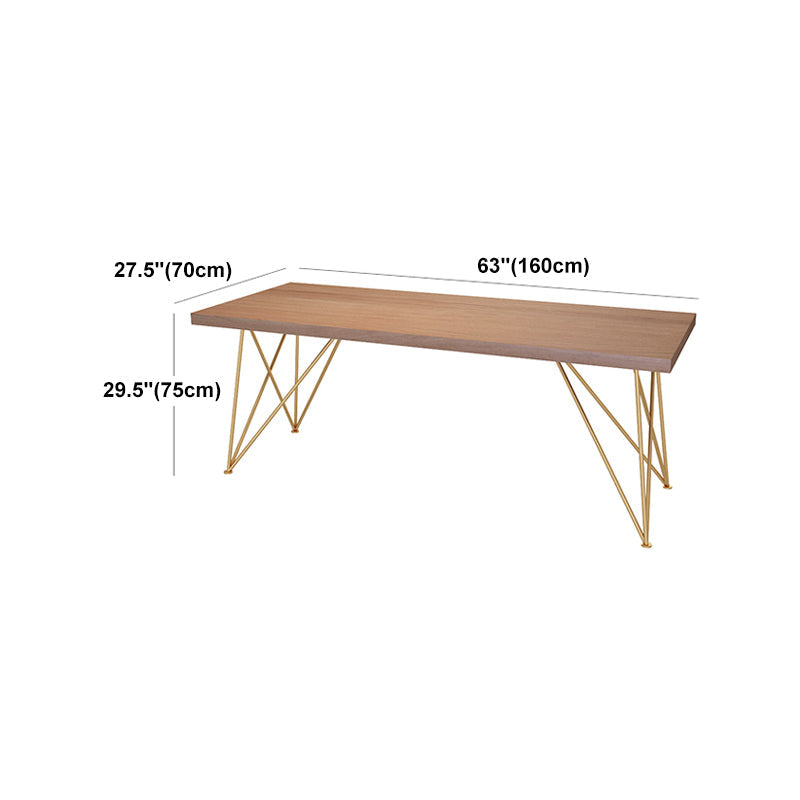 Glam Style Wooden Office Desk Rectangular Desk with Gold Frame Clearhalo 'furn' 'furn_office_desk' 'Furniture' 'Office Desks' 'Office Furniture' 'office_desk' 5869370