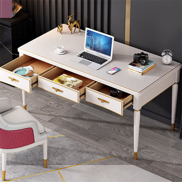 Glam -stijl Parsons schrijven bureau gebogen schrijfbureau met 3 laden
