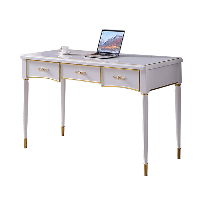 Glam -stijl Parsons schrijven bureau gebogen schrijfbureau met 3 laden