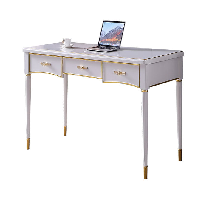 Glam -stijl Parsons schrijven bureau gebogen schrijfbureau met 3 laden