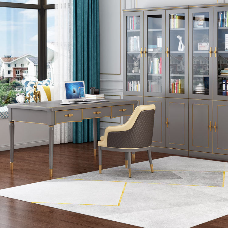 Glam -stijl Parsons schrijven bureau gebogen schrijfbureau met 3 laden