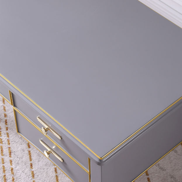 Glam -stijl Parsons schrijven bureau gebogen schrijfbureau met 3 laden