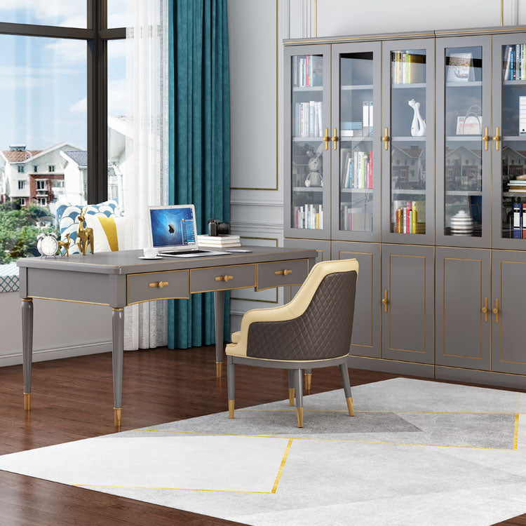 Glam -stijl Parsons schrijven bureau gebogen schrijfbureau met 3 laden