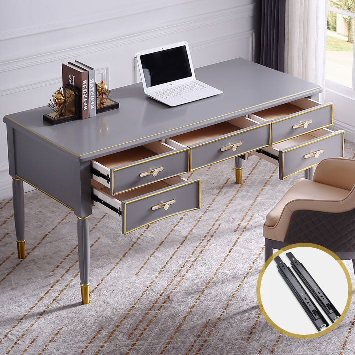 Glam -stijl Parsons schrijven bureau gebogen schrijfbureau met 3 laden