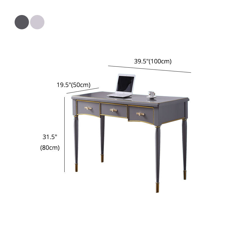 Glam -stijl Parsons schrijven bureau gebogen schrijfbureau met 3 laden