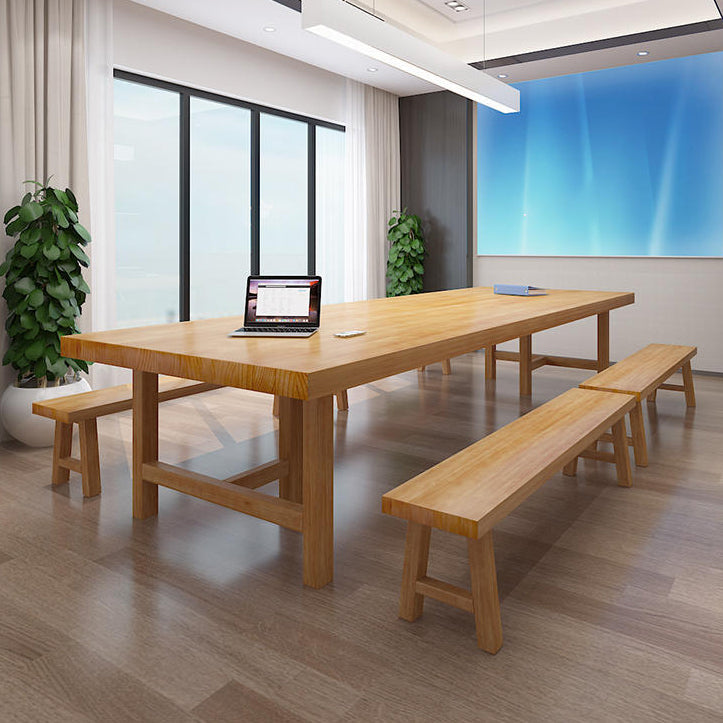 Vast hout rechthoekige vergadertafel kantoor eenvoud schrijven bureau