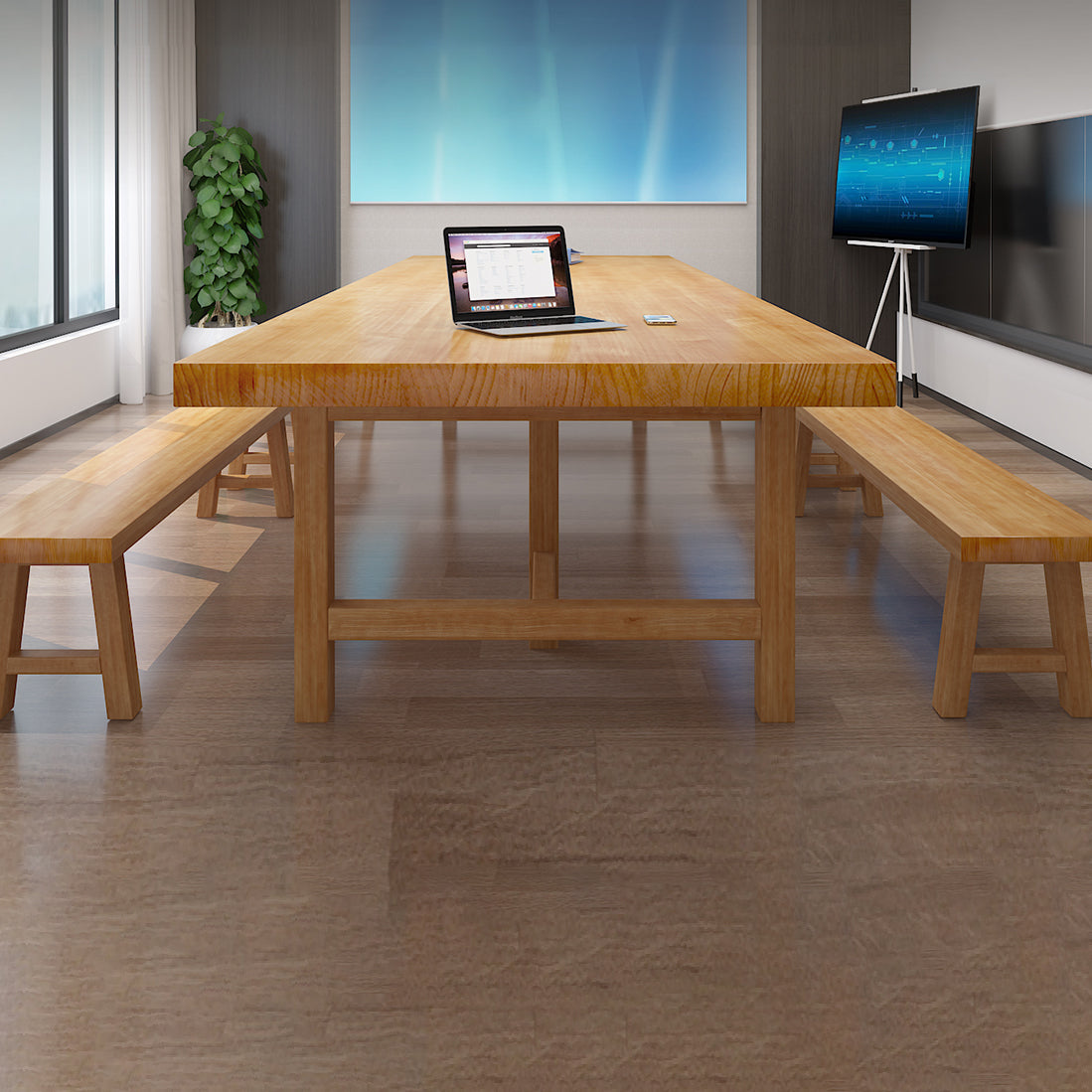 Vast hout rechthoekige vergadertafel kantoor eenvoud schrijven bureau