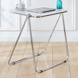 Acrylic Curved Writing Desk Folding Contemporary Desk 25.2"L x 19.7"W x 27.6"H Clearhalo 'furn' 'furn_office_desk' 'Furniture' 'Office Desks' 'Office Furniture' 'office_desk' 5869507