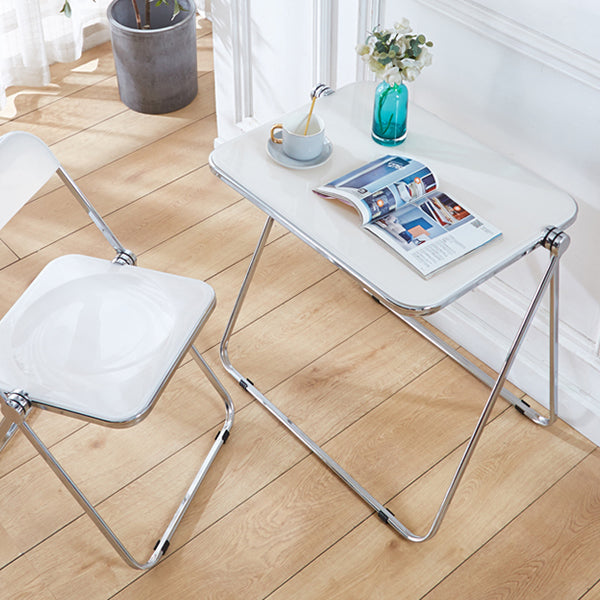 Acrylic Curved Writing Desk Folding Contemporary Desk 25.2"L x 19.7"W x 27.6"H Clearhalo 'furn' 'furn_office_desk' 'Furniture' 'Office Desks' 'Office Furniture' 'office_desk' 5869514