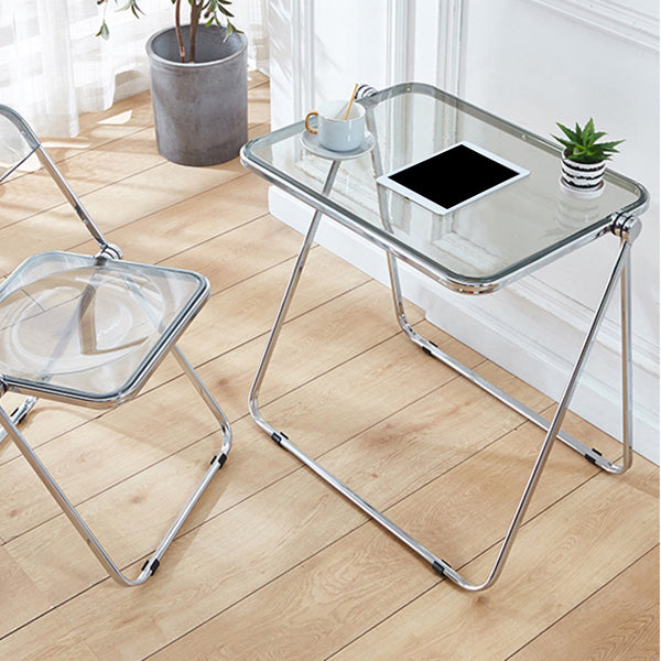 Acrylic Curved Writing Desk Folding Contemporary Desk 25.2"L x 19.7"W x 27.6"H Clearhalo 'furn' 'furn_office_desk' 'Furniture' 'Office Desks' 'Office Furniture' 'office_desk' 5869517