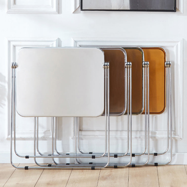 Acrylic Curved Writing Desk Folding Contemporary Desk 25.2"L x 19.7"W x 27.6"H Clearhalo 'furn' 'furn_office_desk' 'Furniture' 'Office Desks' 'Office Furniture' 'office_desk' 5869518