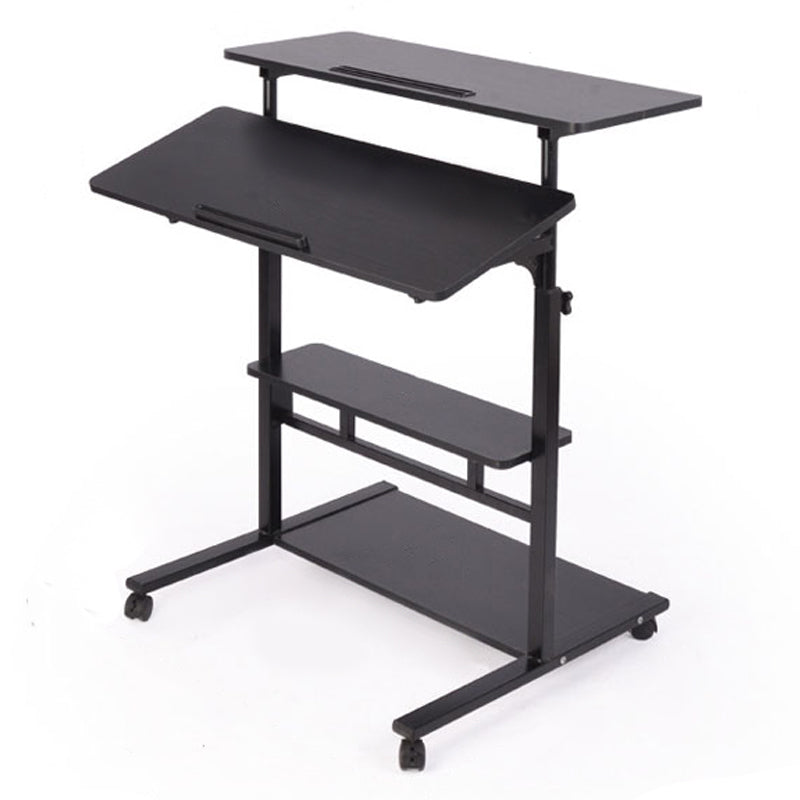 Table with Caster Wheel Adjustable Height Front and Rear Table Board Size Black Clearhalo 'furn' 'furn_office_desk' 'Furniture' 'Office Desks' 'Office Furniture' 'office_desk' 5869534