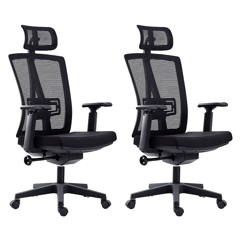High Back Adjustable Office Chair Contemporary Ergonomic Desk Chair Black 2 Piece Set Clearhalo 'furn' 'furn_office_chair' 'Furniture' 'Office Chairs' 'Office Furniture' 'office_chair' 5869620