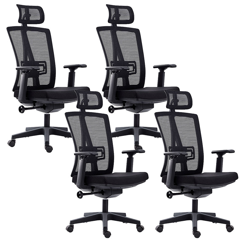 High Back Adjustable Office Chair Contemporary Ergonomic Desk Chair Black 4 Piece Set Clearhalo 'furn' 'furn_office_chair' 'Furniture' 'Office Chairs' 'Office Furniture' 'office_chair' 5869621
