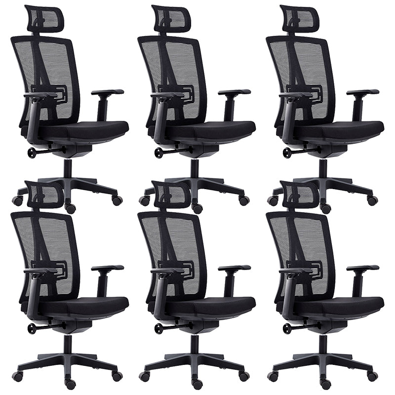 High Back Adjustable Office Chair Contemporary Ergonomic Desk Chair Black 6 Piece Set Clearhalo 'furn' 'furn_office_chair' 'Furniture' 'Office Chairs' 'Office Furniture' 'office_chair' 5869623