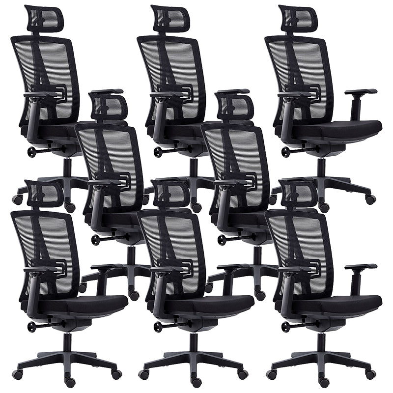 High Back Adjustable Office Chair Contemporary Ergonomic Desk Chair Black 8 Piece Set Clearhalo 'furn' 'furn_office_chair' 'Furniture' 'Office Chairs' 'Office Furniture' 'office_chair' 5869626