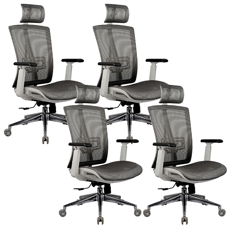 High Back Adjustable Office Chair Contemporary Ergonomic Desk Chair Grey 4 Piece Set Clearhalo 'furn' 'furn_office_chair' 'Furniture' 'Office Chairs' 'Office Furniture' 'office_chair' 5869632