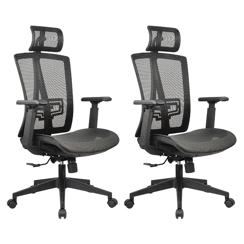 High Back Adjustable Office Chair Contemporary Ergonomic Desk Chair Black-Gray 2 Piece Set Clearhalo 'furn' 'furn_office_chair' 'Furniture' 'Office Chairs' 'Office Furniture' 'office_chair' 5869637