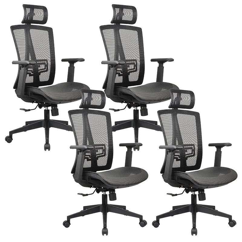 High Back Adjustable Office Chair Contemporary Ergonomic Desk Chair Black-Gray 4 Piece Set Clearhalo 'furn' 'furn_office_chair' 'Furniture' 'Office Chairs' 'Office Furniture' 'office_chair' 5869638