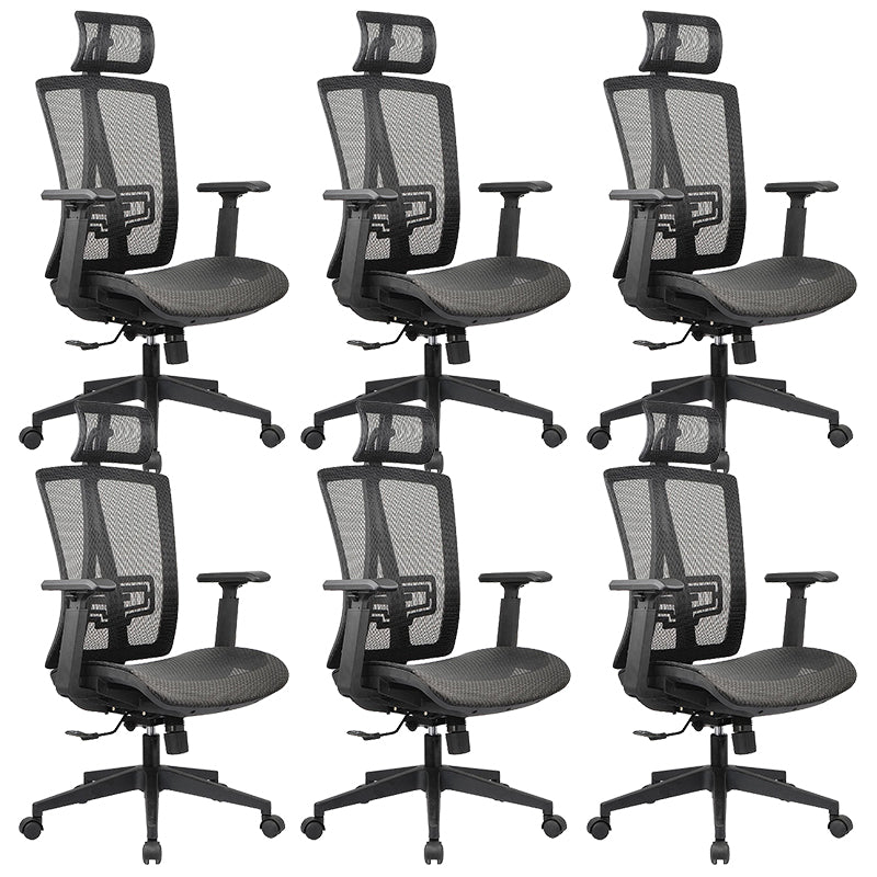 High Back Adjustable Office Chair Contemporary Ergonomic Desk Chair Black-Gray 6 Piece Set Clearhalo 'furn' 'furn_office_chair' 'Furniture' 'Office Chairs' 'Office Furniture' 'office_chair' 5869639