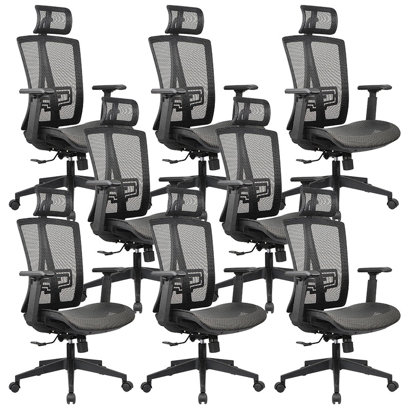 High Back Adjustable Office Chair Contemporary Ergonomic Desk Chair Black-Gray 8 Piece Set Clearhalo 'furn' 'furn_office_chair' 'Furniture' 'Office Chairs' 'Office Furniture' 'office_chair' 5869640